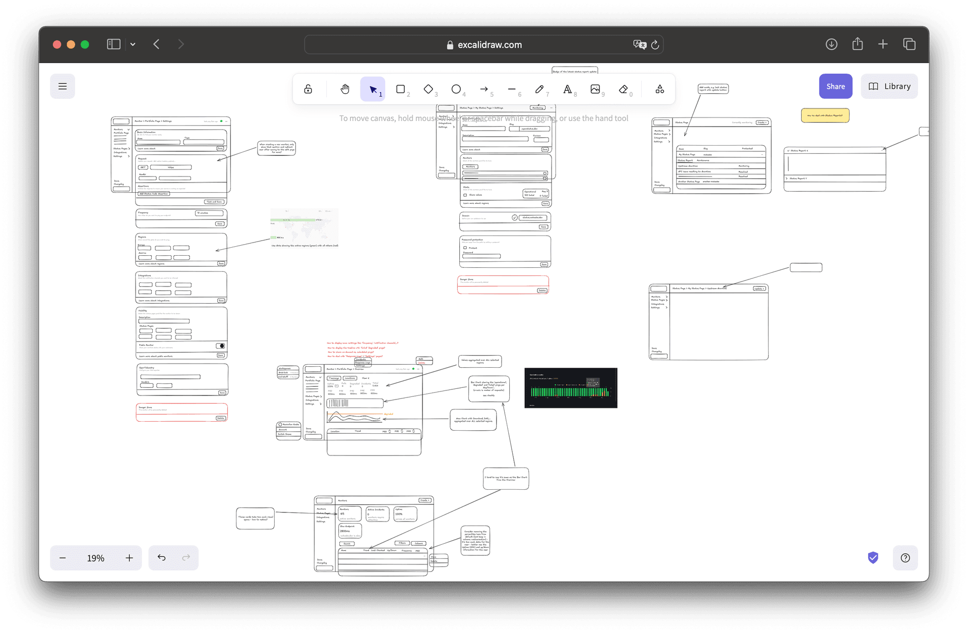 Excalidraw sketches from the dashboard